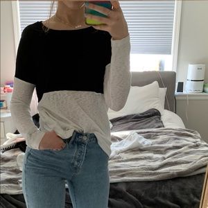 JCrew Black and White Colorblock Sweater